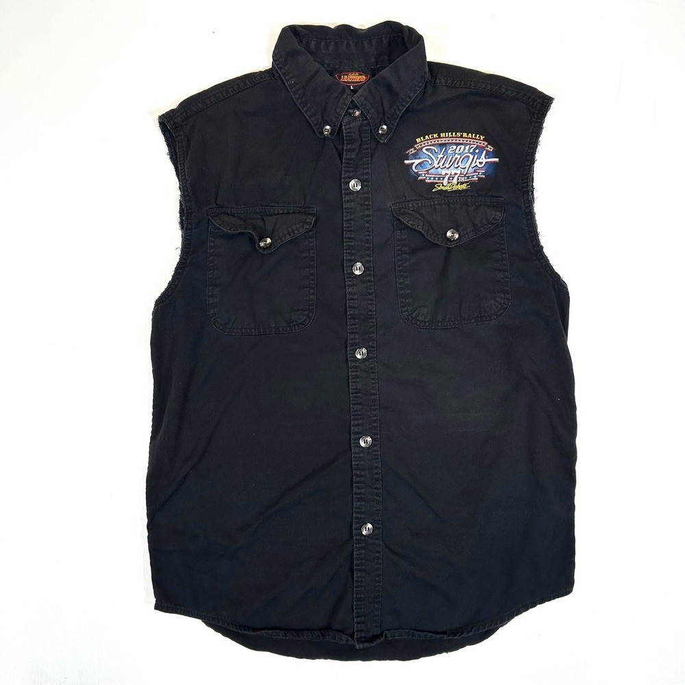 Hot Leathers Mens Sturgis 2017 77th Rally Sleeveless Biker Shirt Black Large